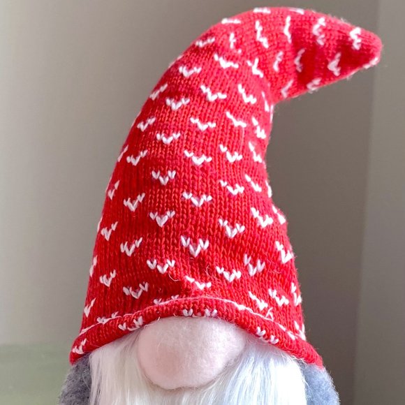 11 1/2"L Valentine's Day Plush Love Gnome Doll Holding Pink Heart Red Knit Cap - Picture 2 of 6